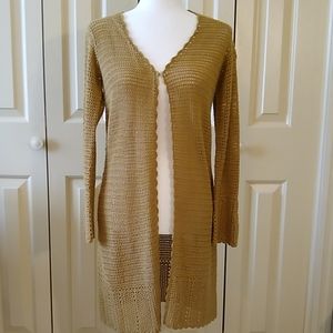 St. John's Bay Tan Open Crochet Sweater Small